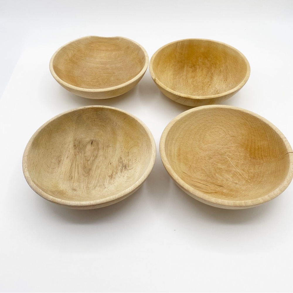 Natural Wood Accent Bowls Set Rustic Farmhouse Bowls